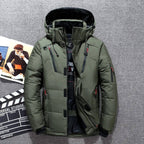 Homem Parka de Inverno Impermeável Corta-vento com Plumas