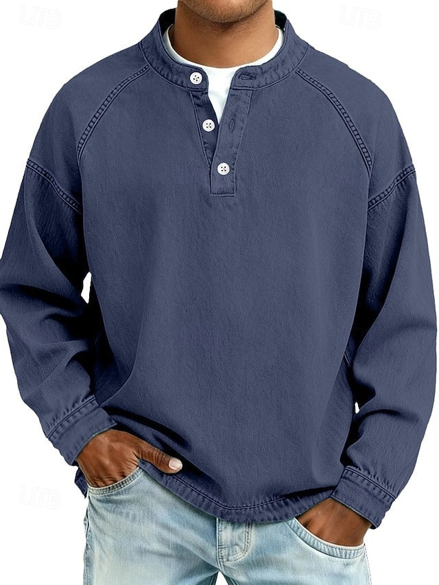Ottavia | Camisa Henley Masculina Relaxada Vintage