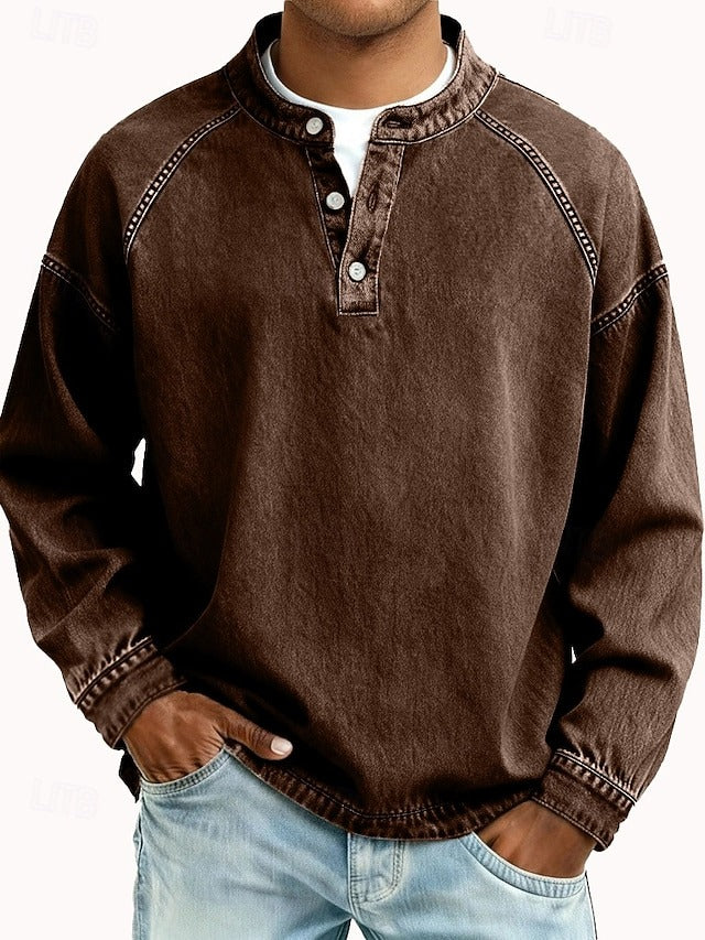 Ottavia | Camisa Henley Masculina Relaxada Vintage