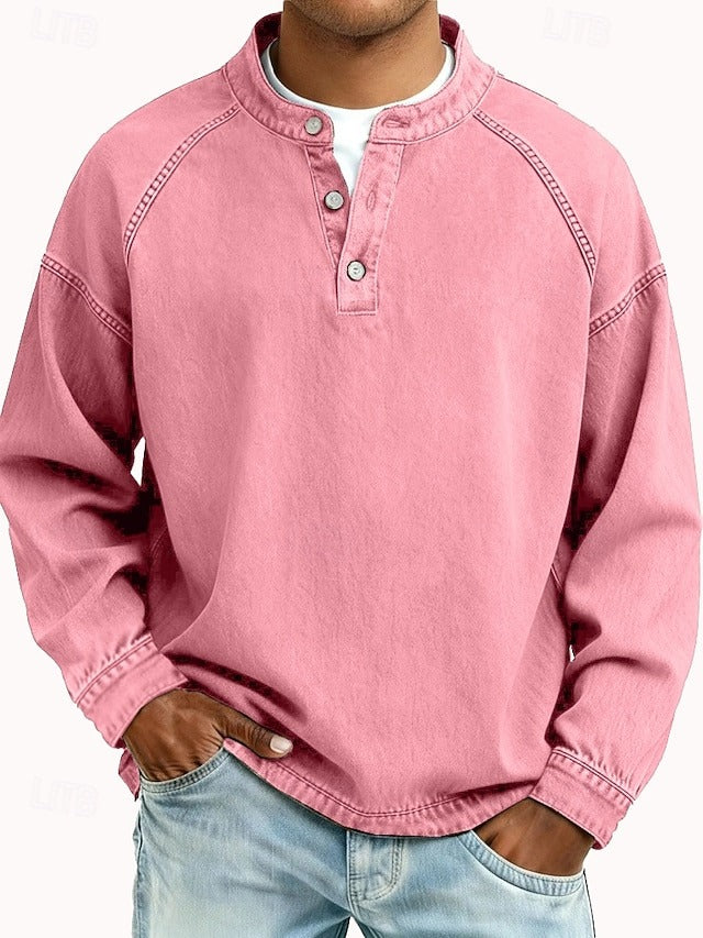 Ottavia | Camisa Henley Masculina Relaxada Vintage