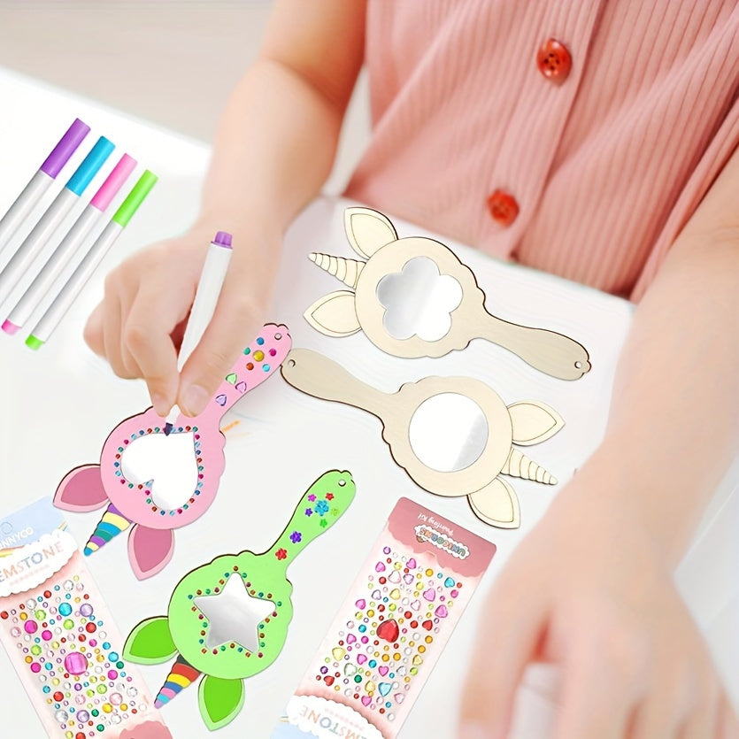 Kaia | Espelhos de Madeira DIY Unicórnio | Decoração de Parede | 12 Peças, Temática Animal