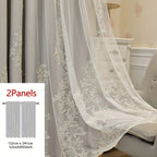 Reva | Cortinas Bordadas Fadas | Filtragem de Luz, Conjunto 2 Painéis | 100% Poliéster, Argolas