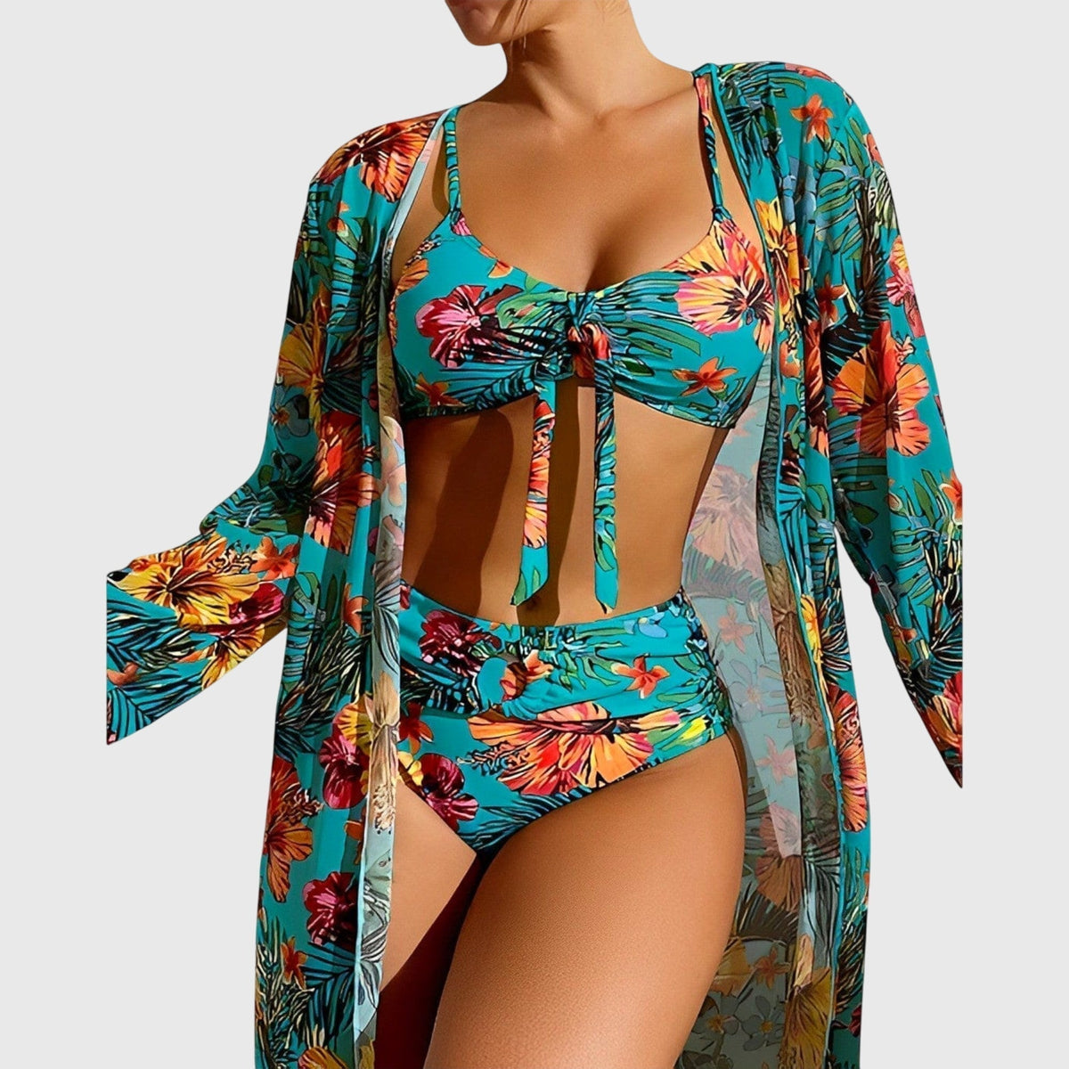 Biquíni Feminino | Estampa Tropical, Dois Volumes