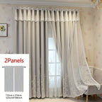Reva | Cortinas Bordadas Fadas | Filtragem de Luz, Conjunto 2 Painéis | 100% Poliéster, Argolas