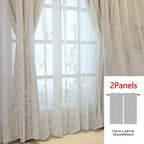 Reva | Cortinas Bordadas Fadas | Filtragem de Luz, Conjunto 2 Painéis | 100% Poliéster, Argolas