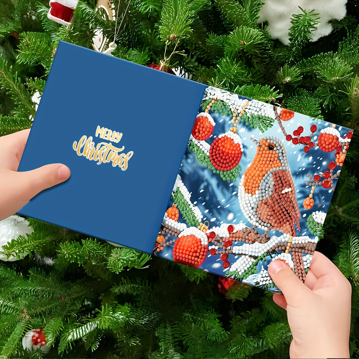Neela | Kit de Cartões de Natal com Diamond Painting | 12 Unidades, Pai Natal e Animais | DIY Criativo