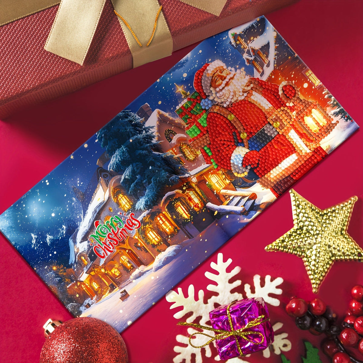 Linnea | Kit de Pintura Diamante DIY | 12 Cartões de Natal e Aniversário | Boneco de Neve e Rena