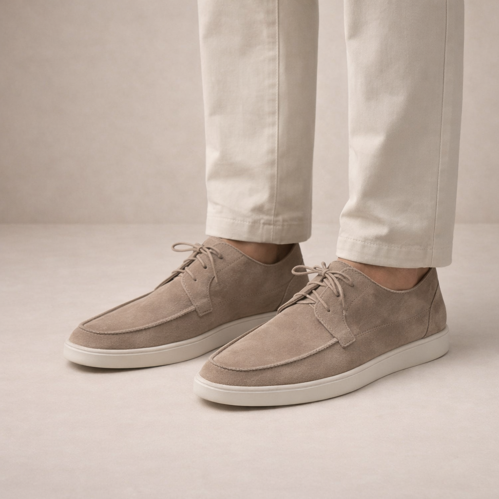 Homem Sapatos Loafer com Atacadores Moc Toe Salto Baixo