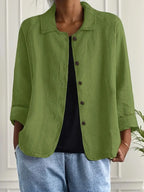Cardigan Feminino | Algodão e Linho, Tecido Leve | Estilo Camisa, Casual Chic