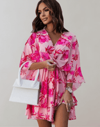 Anouk | Vestido Feminino Midi Decote V Manga Morcego