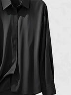 Iris | Mulher Blusa Cetim Botões Manga Comprida