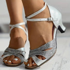 Sapatos de Dança Latina Femininos | Salto 5,5cm, Azul e Branco