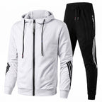 Xanthe | Conjunto Treino Masculino Agasalho Capuz Zip e Calças com Riscas