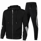 Xanthe | Conjunto Treino Masculino Agasalho Capuz Zip e Calças com Riscas