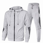 Xanthe | Conjunto Treino Masculino Agasalho Capuz Zip e Calças com Riscas