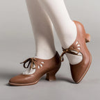 Clea | Sapatos Mary Jane Femininos Salto Bloco Baixo Bico Redondo