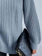 Perla | Camisola Feminina Gola Alta Canelada com Fenda Lateral