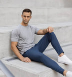 Calças de Fato Masculinas | Tecido Stretch Elástico | Escritório e Lazer