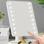 Anneke | Espelho de Maquiagem com LED | 16 LEDs, Brilho Ajustável, Touch Screen | USB e Pilhas