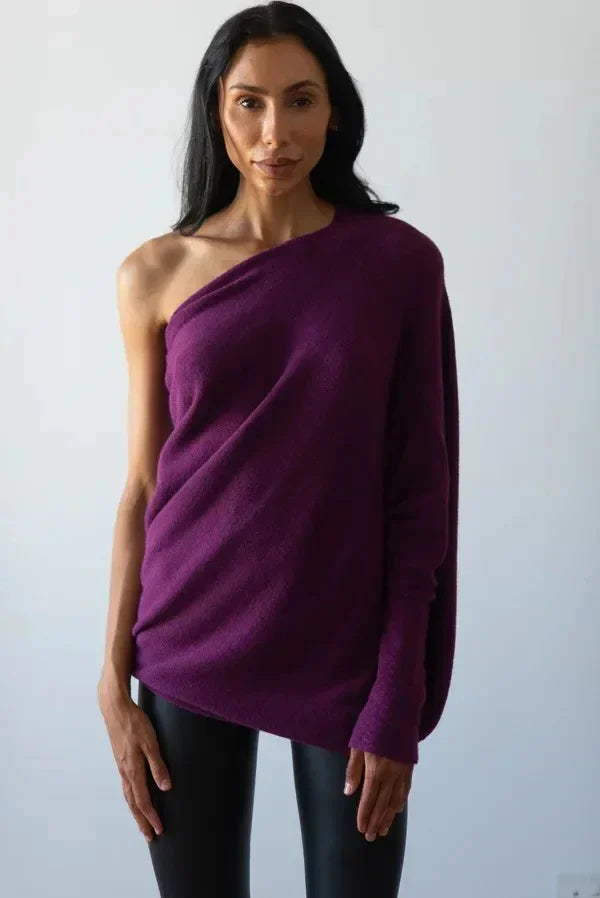 Della | Camisola Feminina Assimétrica Drapeada Gola Swing