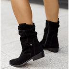 Ondine | Botins Slouch Femininos Bico Redondo com Dobra