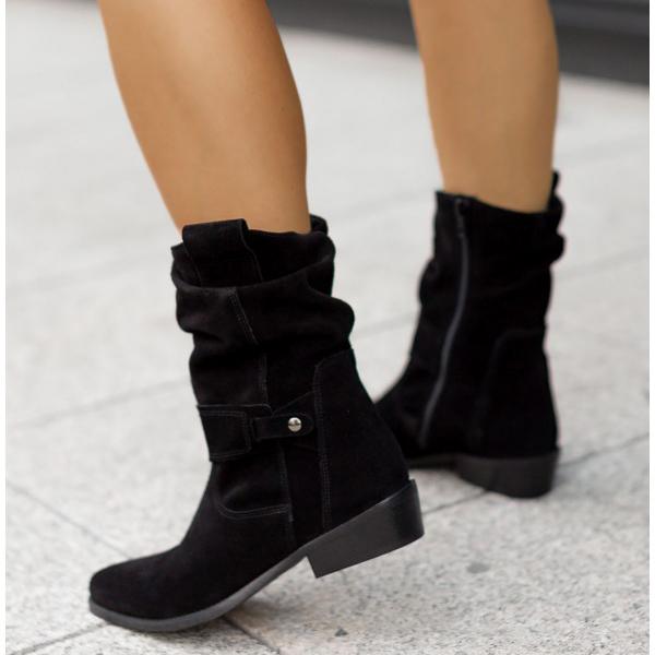 Ondine | Botins Slouch Femininos Bico Redondo com Dobra
