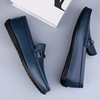 Mocassins em Couro Genuíno | Conforto Ortopédico, Detalhe Metálico | Elowen
