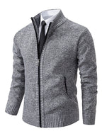 Esme | Homem Cardigan Malha Canelada Fecho Completo Gola Alta
