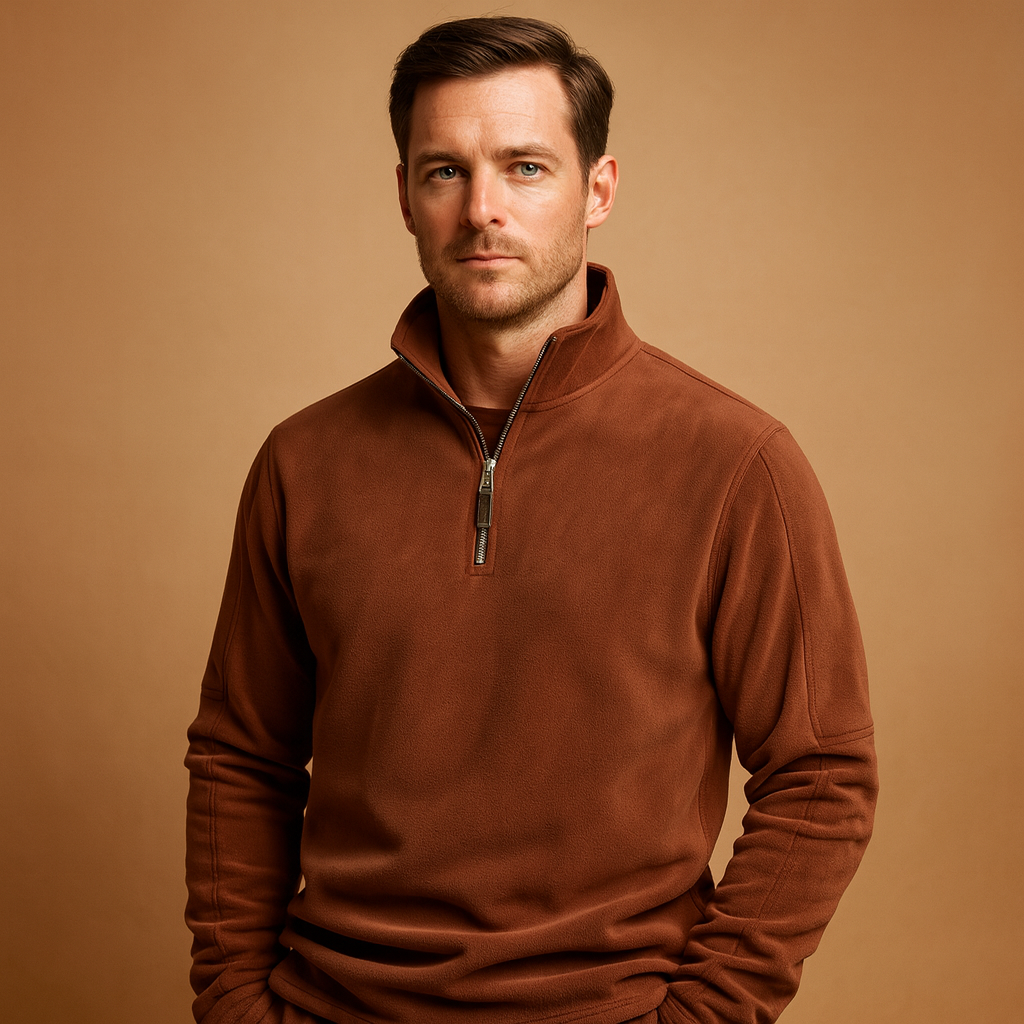 Anouk | Homem Fleece Pullover Meio Fecho