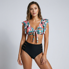 Biquíni Feminino | Franzido, Detalhe com Laço | Moda Praia Elegante