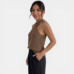 Una | Top Feminino Malha Halter Costas Cruzadas