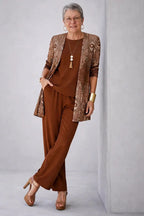 Dahlia | Conjunto Feminino 3 Peças Cardigan Calça Estampada