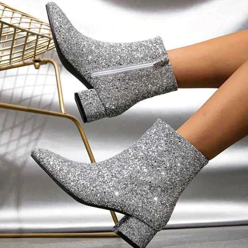 Halle | Mulheres Botins Glitter Salto