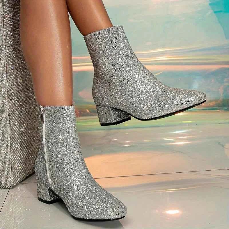 Halle | Mulheres Botins Glitter Salto