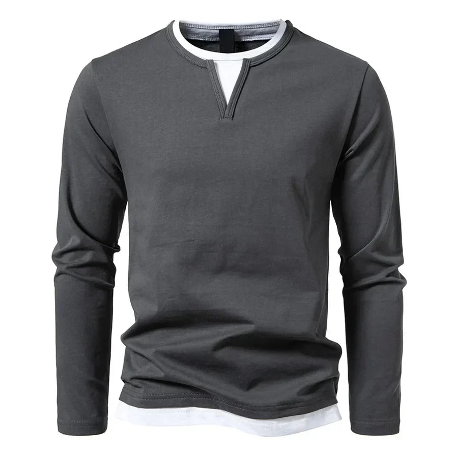 Honor | Homem Camisola Henley Manga Comprida Gola Dividida