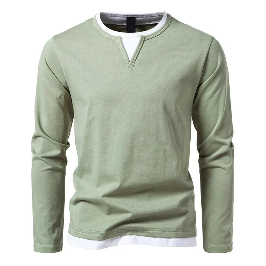 Honor | Homem Camisola Henley Manga Comprida Gola Dividida