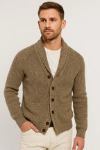 Honor | Homem Cardigan Tricot Gola Xaile com Botões