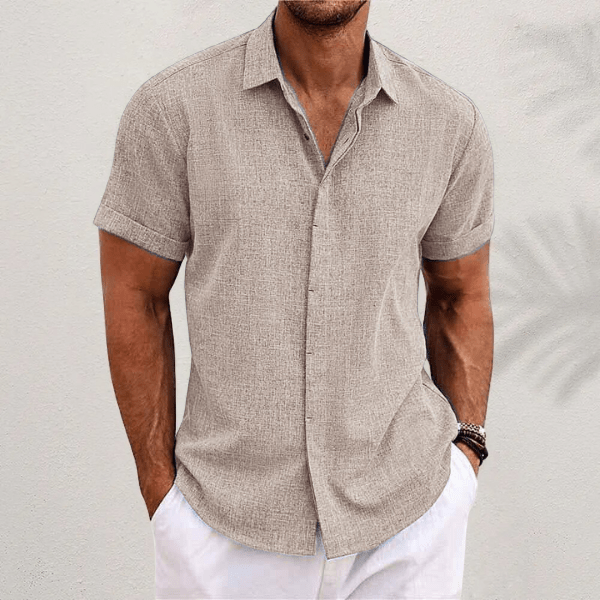 Homem Camisa Linho Manga Curta