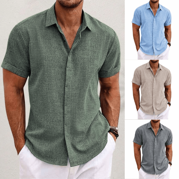 Homem Camisa Linho Manga Curta