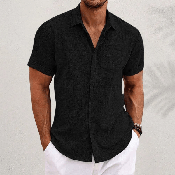 Homem Camisa Linho Manga Curta