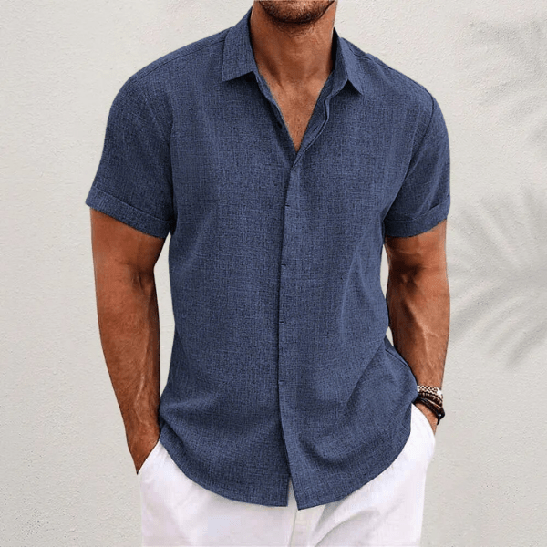 Homem Camisa Linho Manga Curta