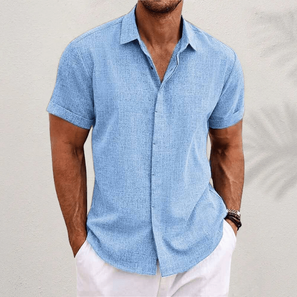Homem Camisa Linho Manga Curta