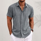 Homem Camisa Linho Manga Curta