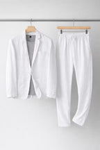 Conjunto de Linho para Homem | Casaco e Calças, Ajuste Relaxado