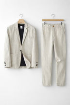 Conjunto de Linho para Homem | Casaco e Calças, Ajuste Relaxado