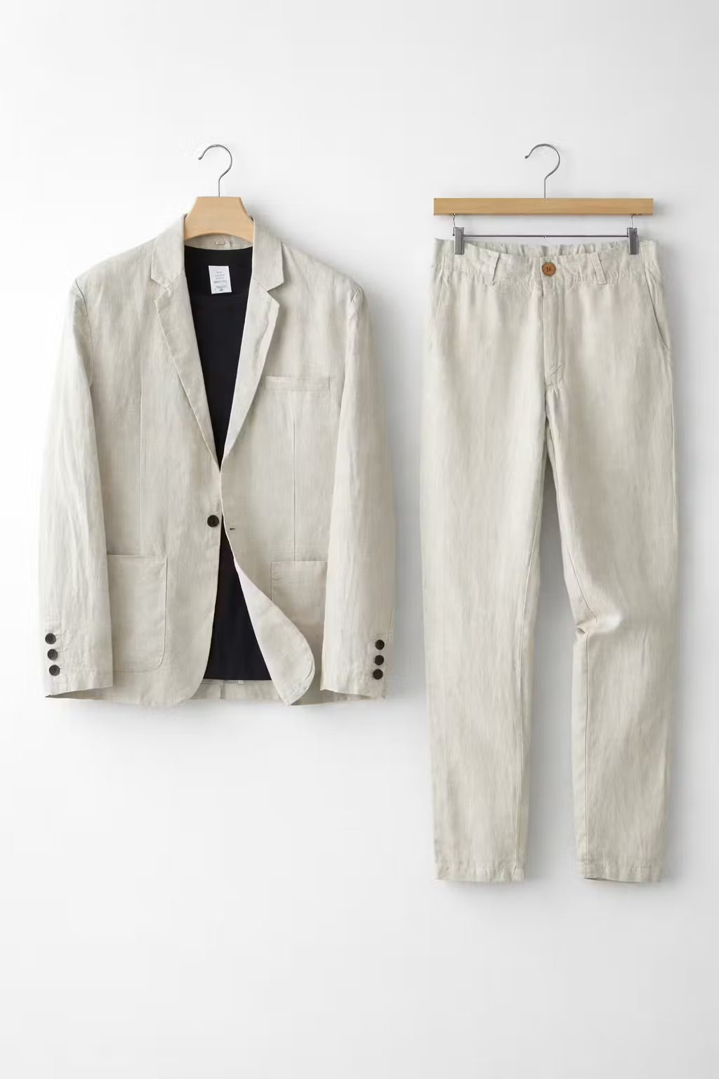 Conjunto de Linho para Homem | Casaco e Calças, Ajuste Relaxado