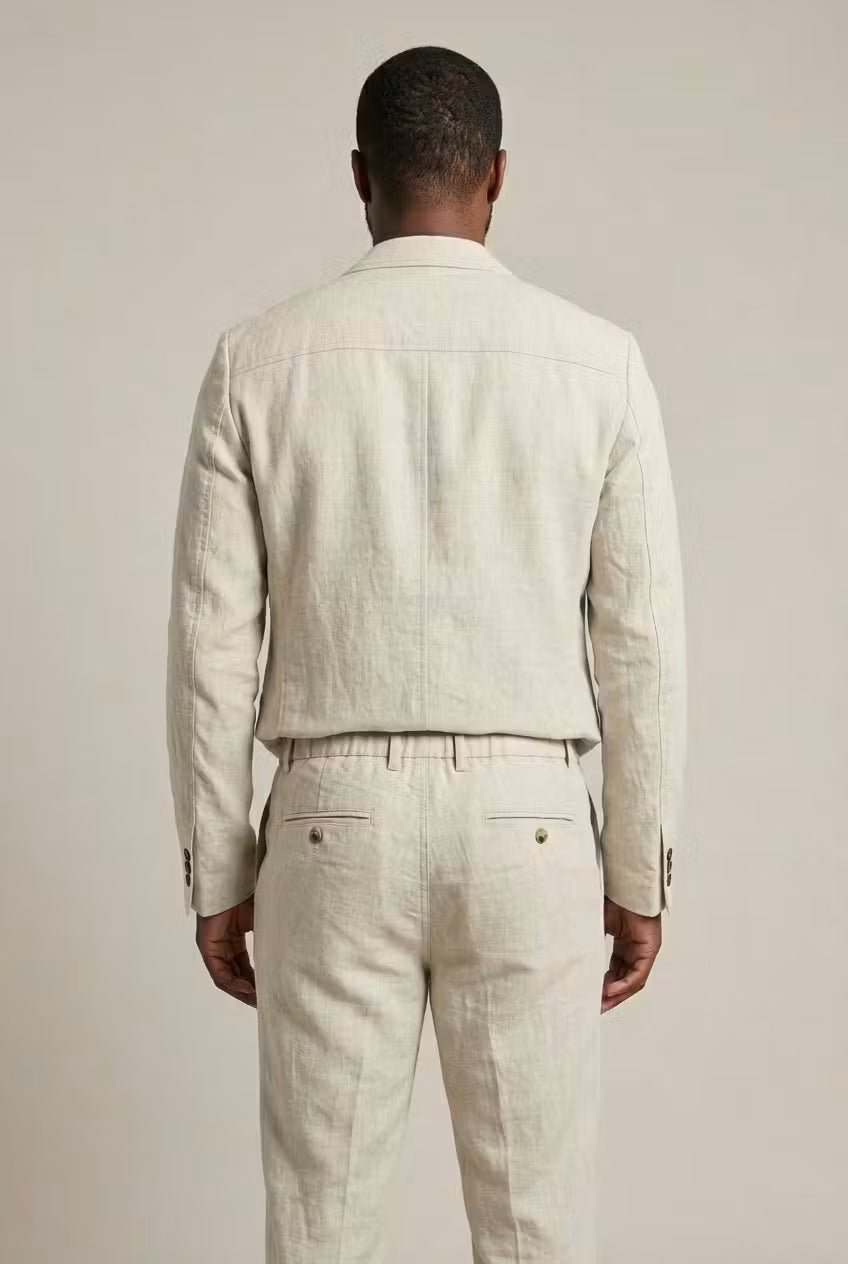Conjunto de Linho para Homem | Casaco e Calças, Ajuste Relaxado