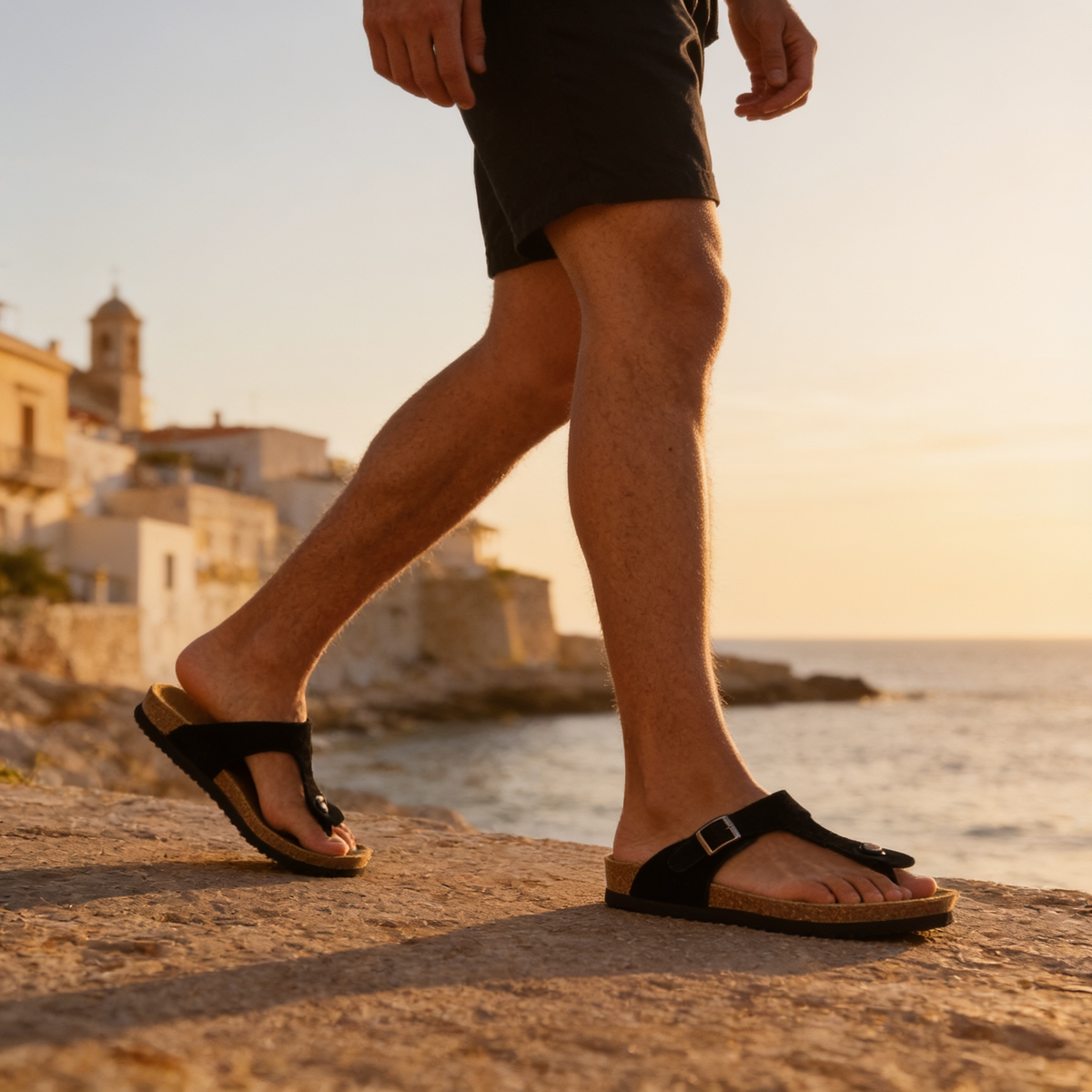 Sandálias para Homem | Correia Ajustável com Fivela | Camurça