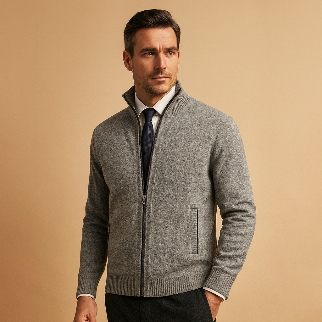 Clea | Homem Cardigan Malha com Fecho Zip