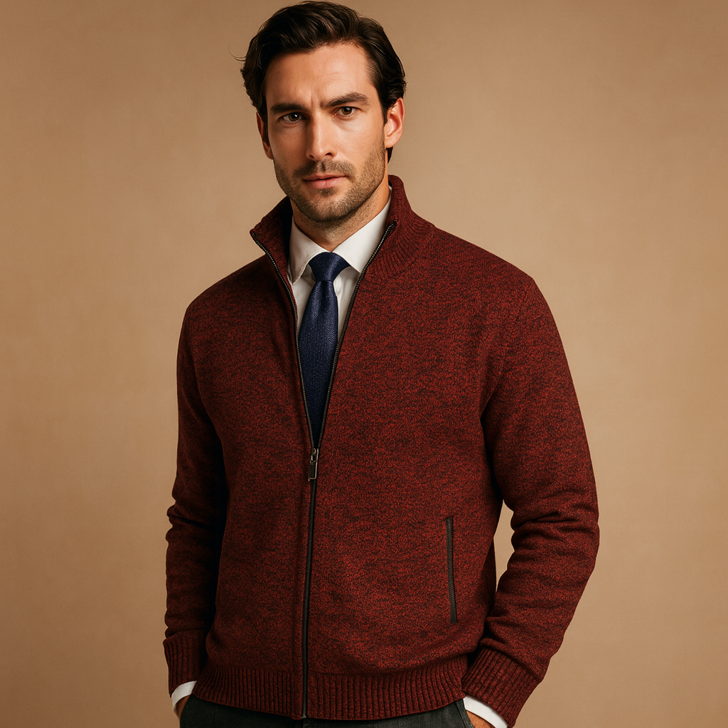 Clea | Homem Cardigan Malha com Fecho Zip